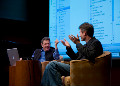 UCSC Astronomer Greg Laughlin joined acclaimed composer Philip Glass to explore the music of the universe at the Rubin Art Museum in New York. 2010  (Image courtesy of Michael J Palma)